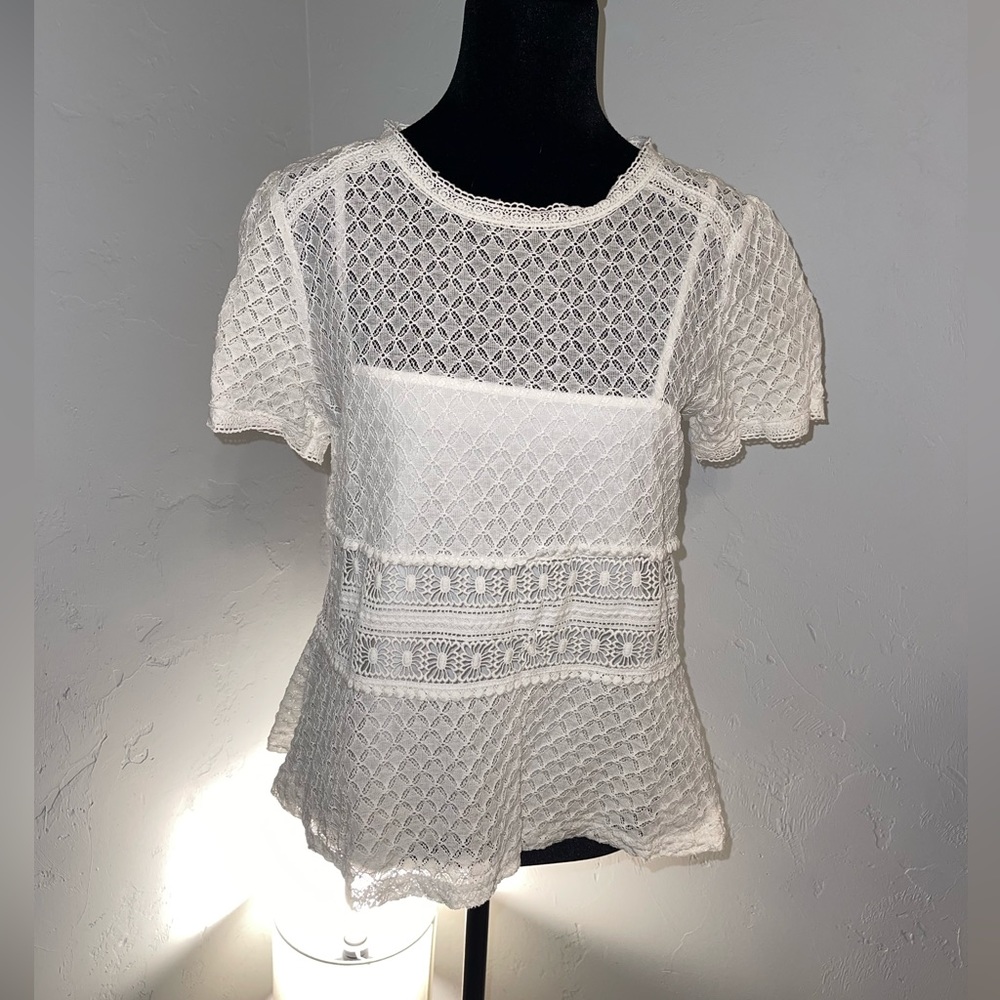 White lace top with under cami. Dressy or casual